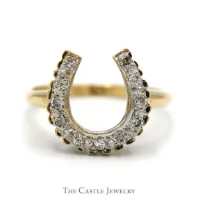 1/4cttw Round Brilliant Cut Diamond Horseshoe Ring in 10k Yellow Gold