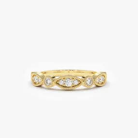 14K Gold Vintage Style Diamond Wedding Ring