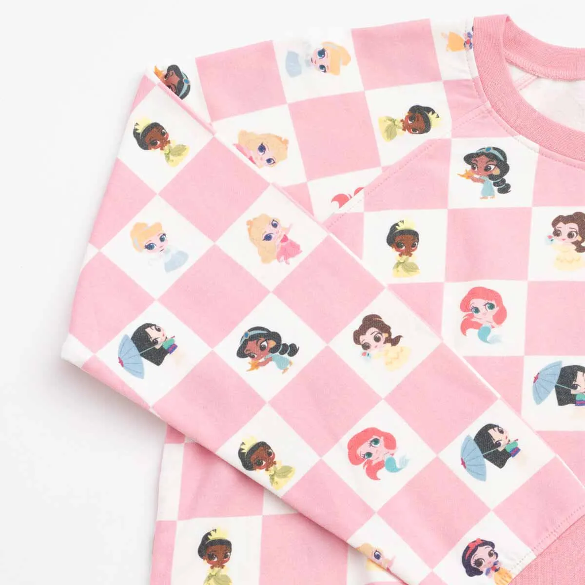 Adult Printed Crewneck Sweatshirt_Disney Princess Checkerboard