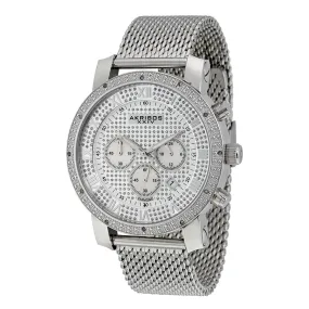 Akribos Xxiv White Diamond Pave Dial Stainless Steel Men's Watch AK713SS