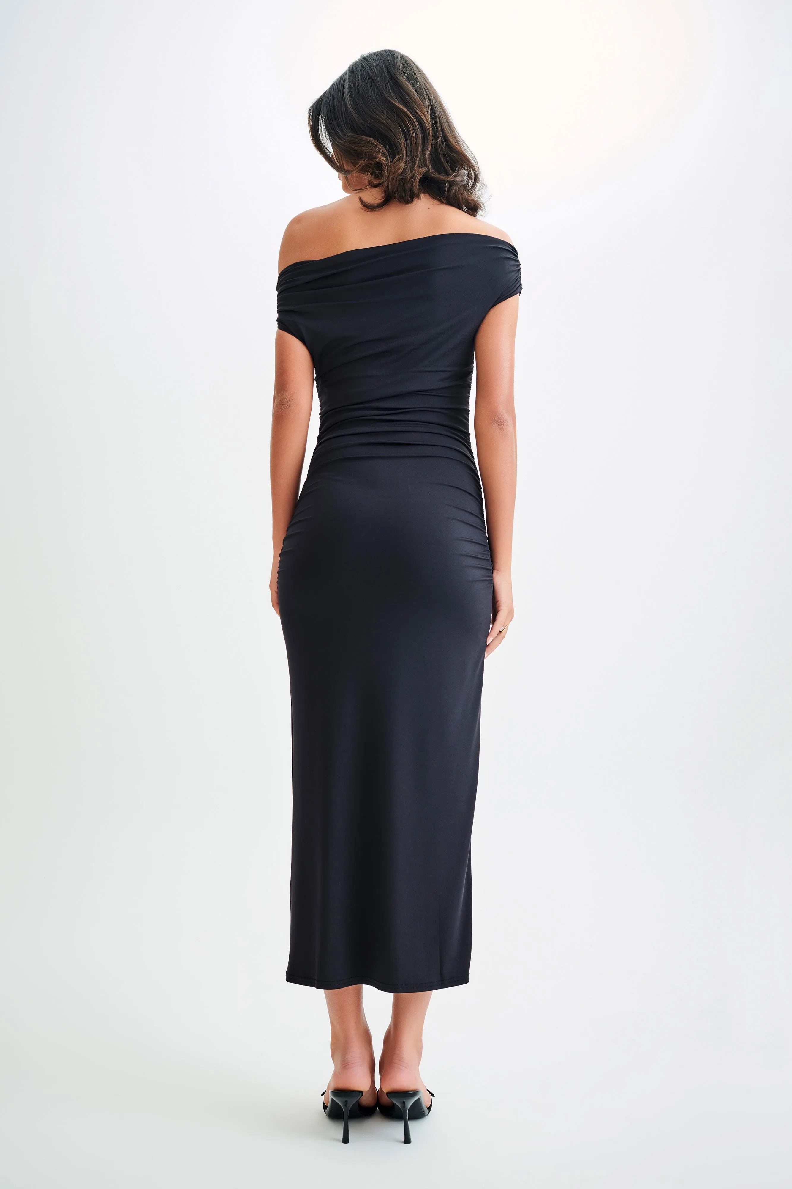 Alayna Recycled Nylon Midi Dress - Black