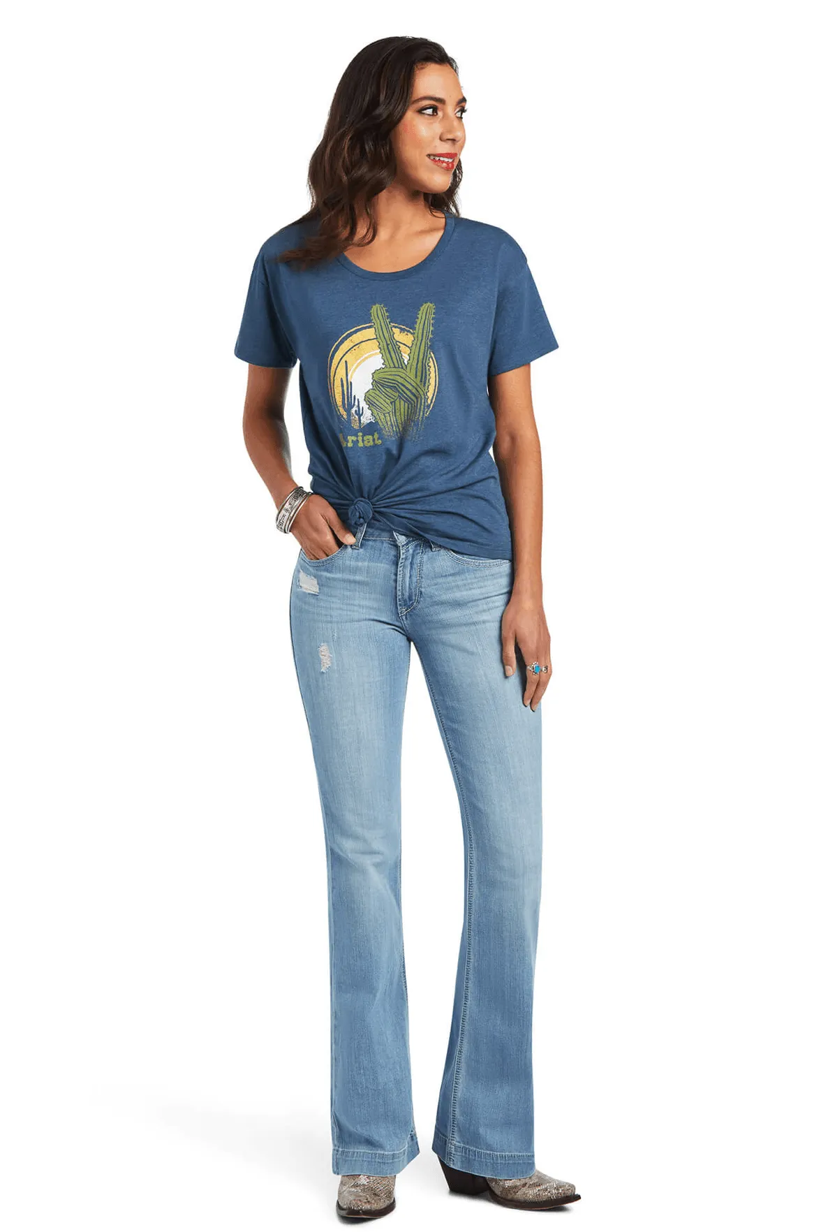 Ariat Women's Ariat Cactus Peace Blue Tee 10040957