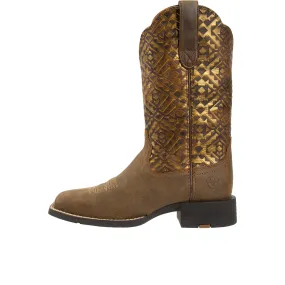 Ariat Womens Round Up Wide Square Toe Bare Brown