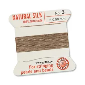 Bead cord natural silk beige 0.50mm 2meters with needle(1)