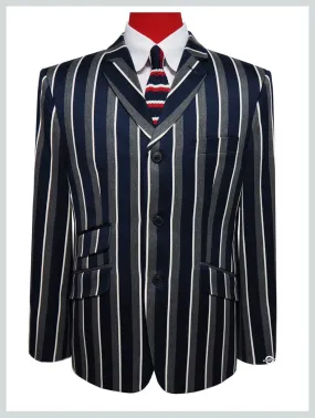 Boating jacket |Navy Blue Grey and White Striped Blazer