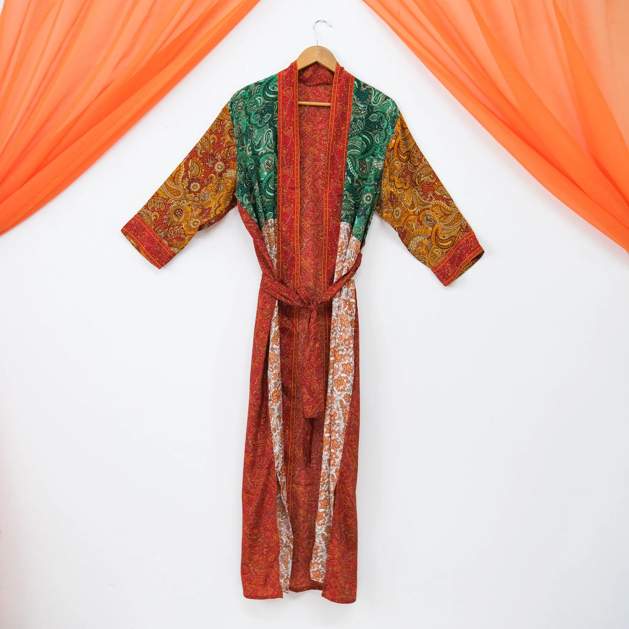 Boho Patchwork Recycled Silk Kimonos