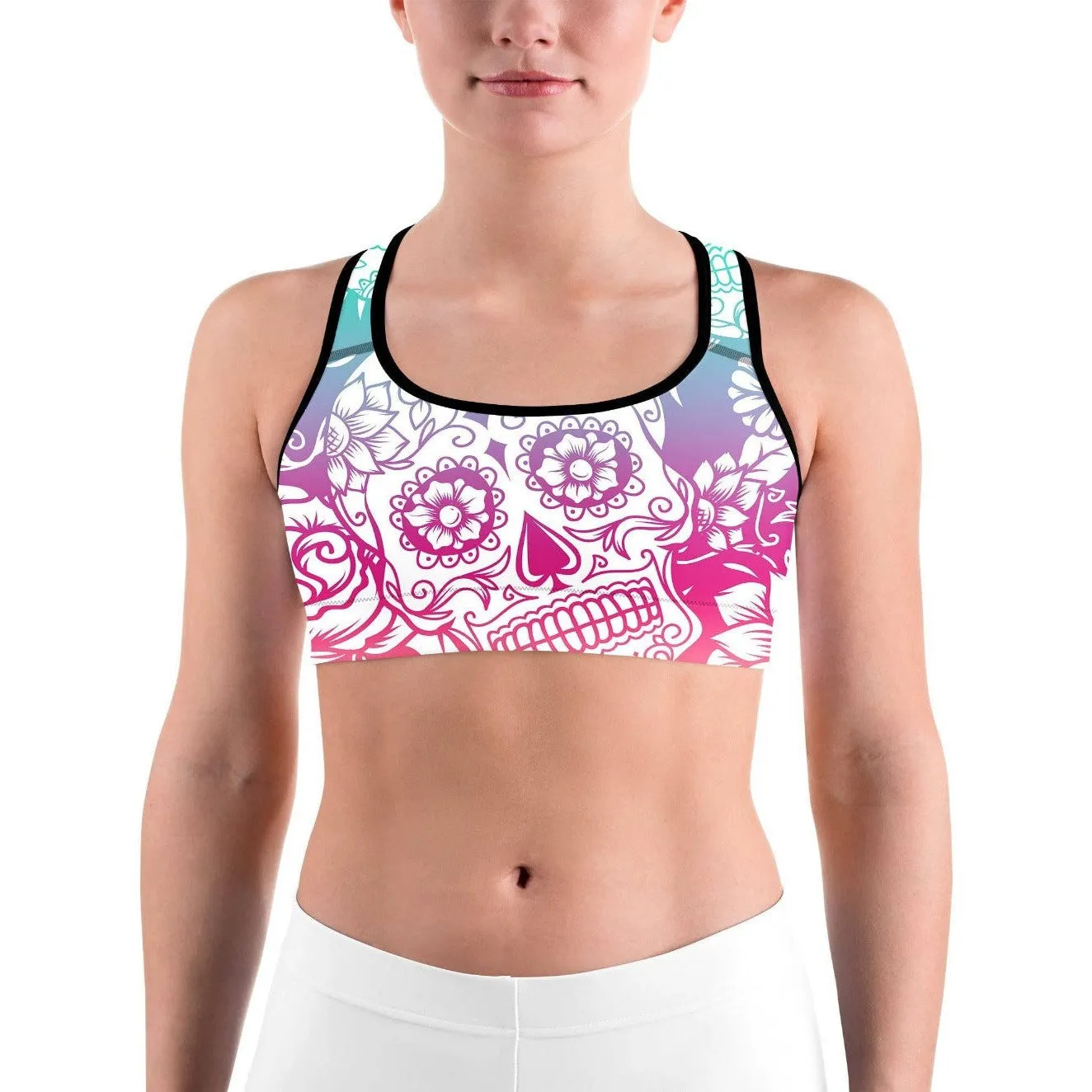 Bright Sugar Skull Sports bra