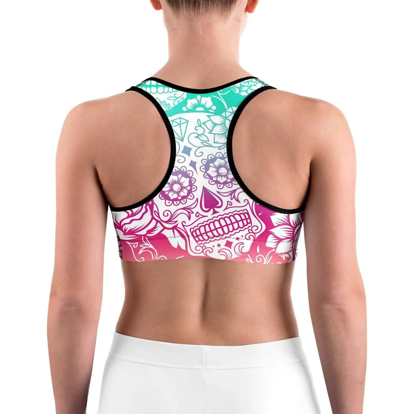 Bright Sugar Skull Sports bra