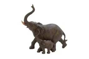 Brown Polystone Eclectic Elephant Sculpture