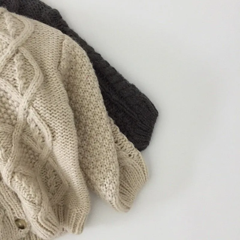 Cable Knit Crew Neck Cardigan