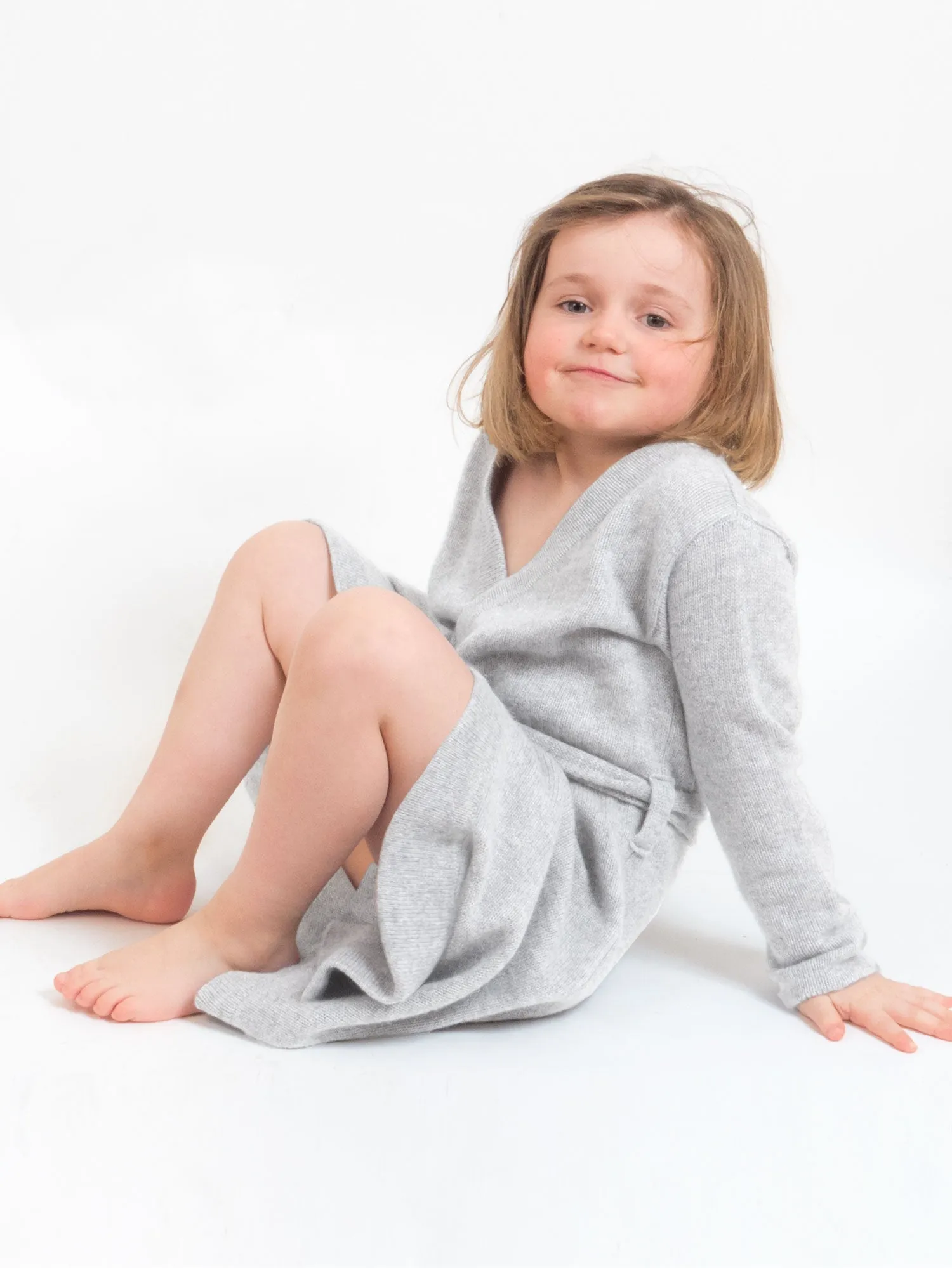 Cashmere robe for kids - light grey