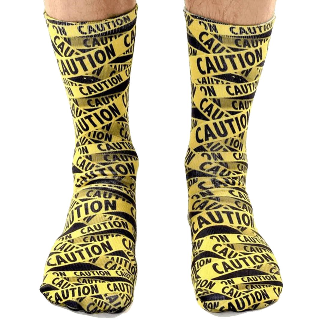 Caution Unisex Crew Socks