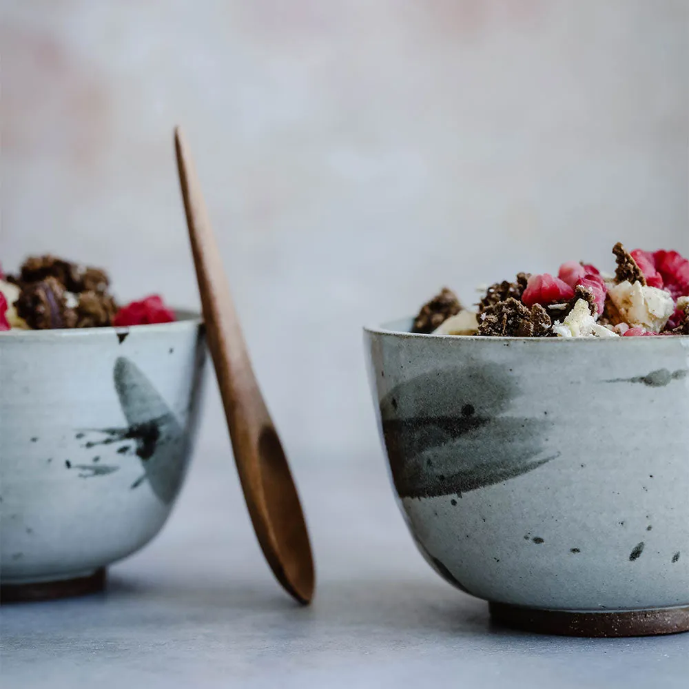 Ceramic Brush Stroke Snack Bowl Set