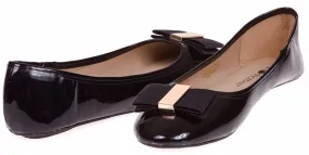 Chatties Ladies Patent Pu Ballet Flat with Bow Size 11 (Black) - (Multiple Colors and Sizes Available)