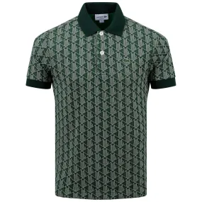 Checked Cotton Jacquard Polo Green/Wood Shaving - AW23