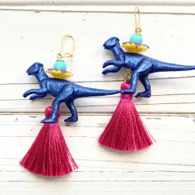 Cobalt Dinosaur Earrings