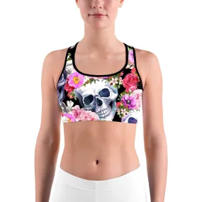 Colorful Floral Skull Sports bra