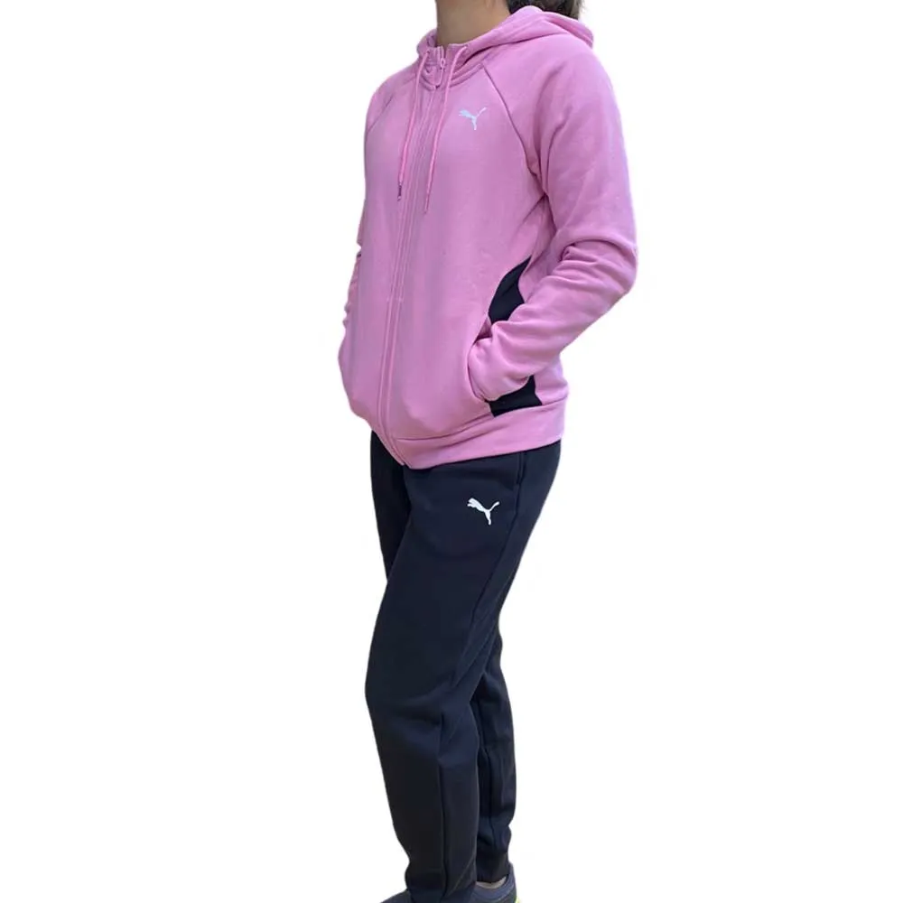 Conjunto Puma para Mujer Classic Hooded Tracksuit Fleece Lila-Negro