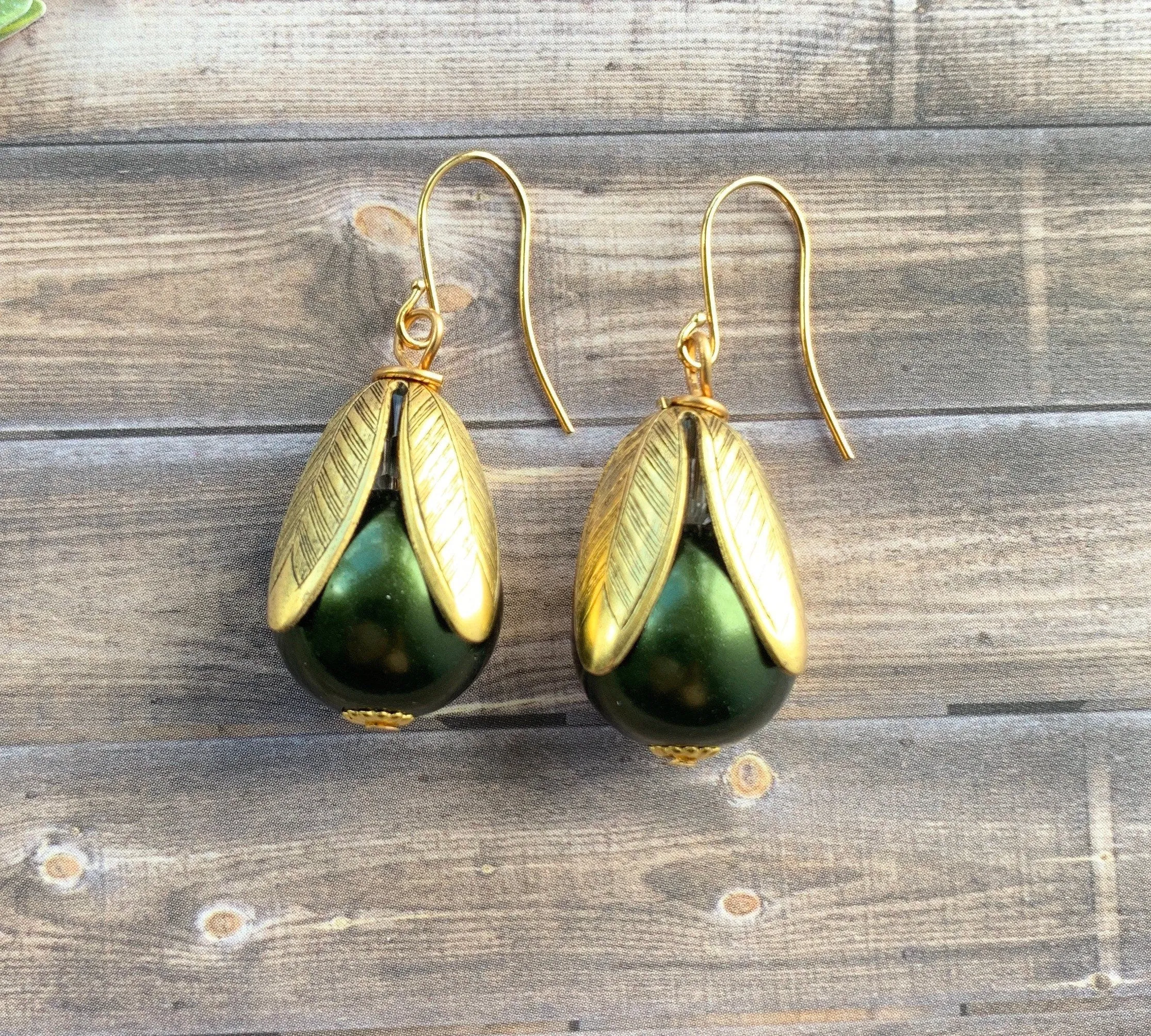 Cornucopia Fall Bead Cap Earrings - 4 Fall Color Options Available