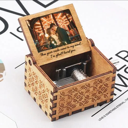 Custom Couple Photo Wooden Music Box Put Your Picture on Music Box