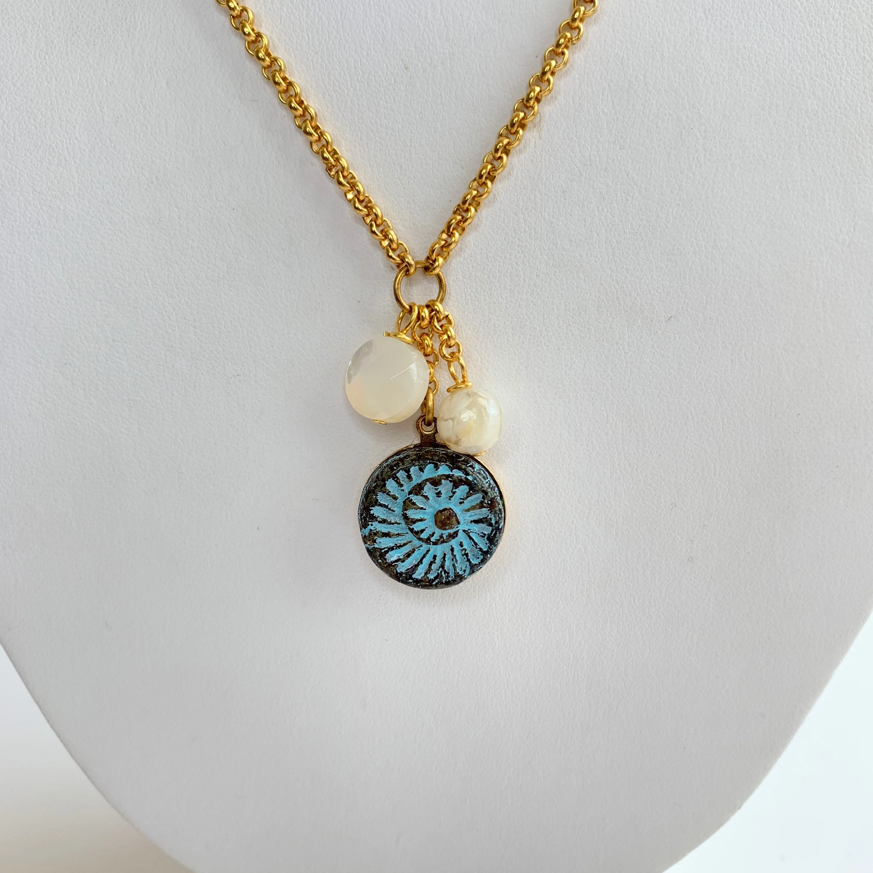 Czech Glass Ammonite Pendant Necklace