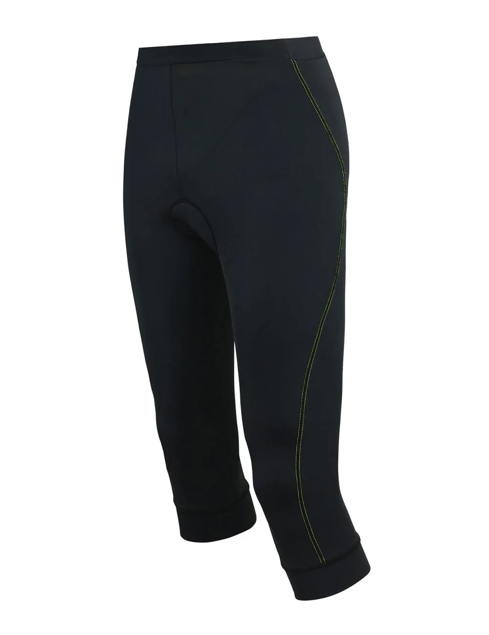 Damen Fahrradhose 3-4 Lang Comfort Line Schwarz-Neon