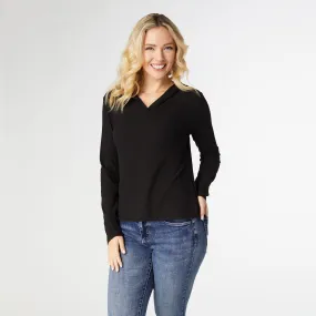 Danna Hooded Baby Rib Top - Black