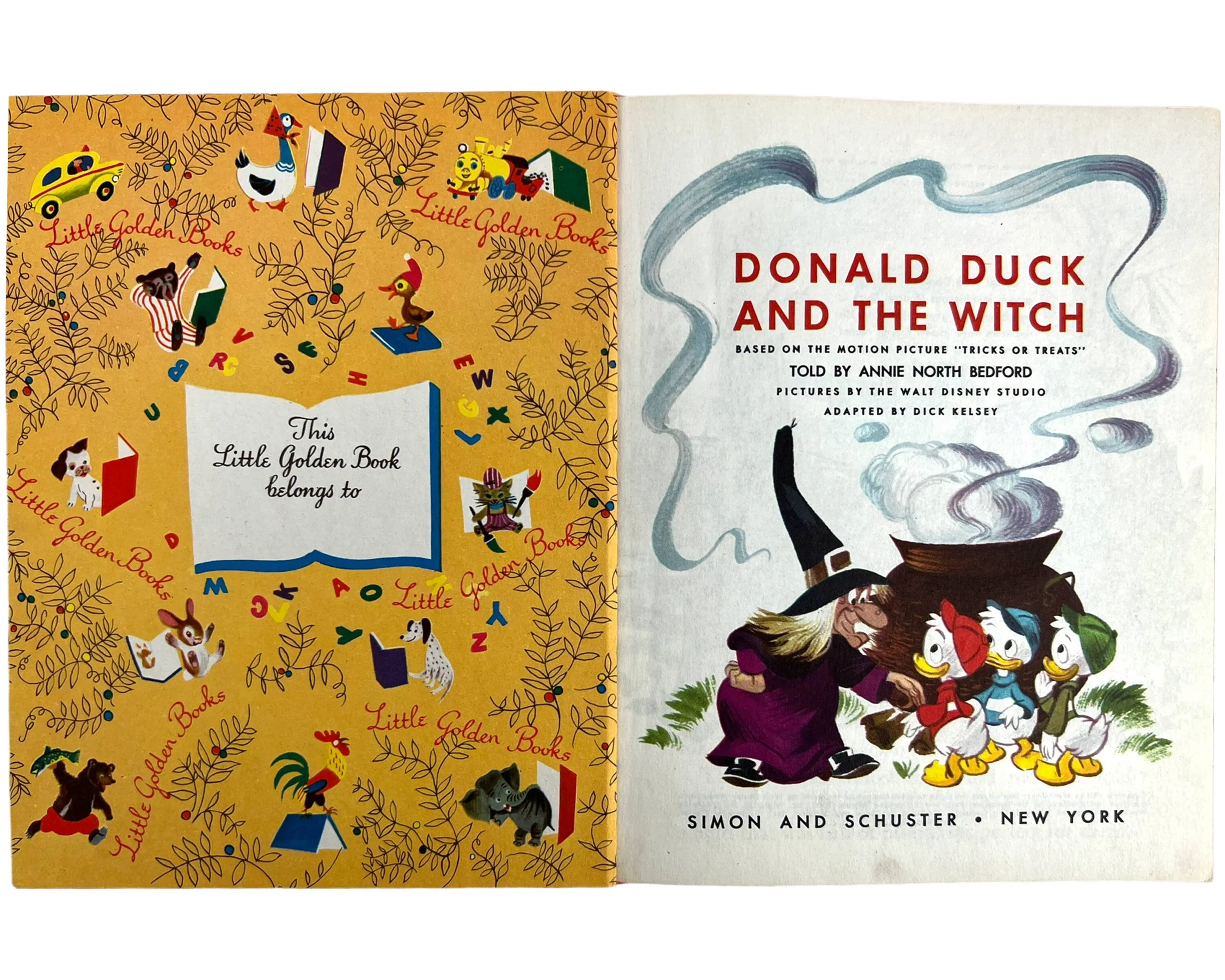 Donald Duck and The Witch Little Golden Book 1st Edition A Printing 1953 Near Fine Condition