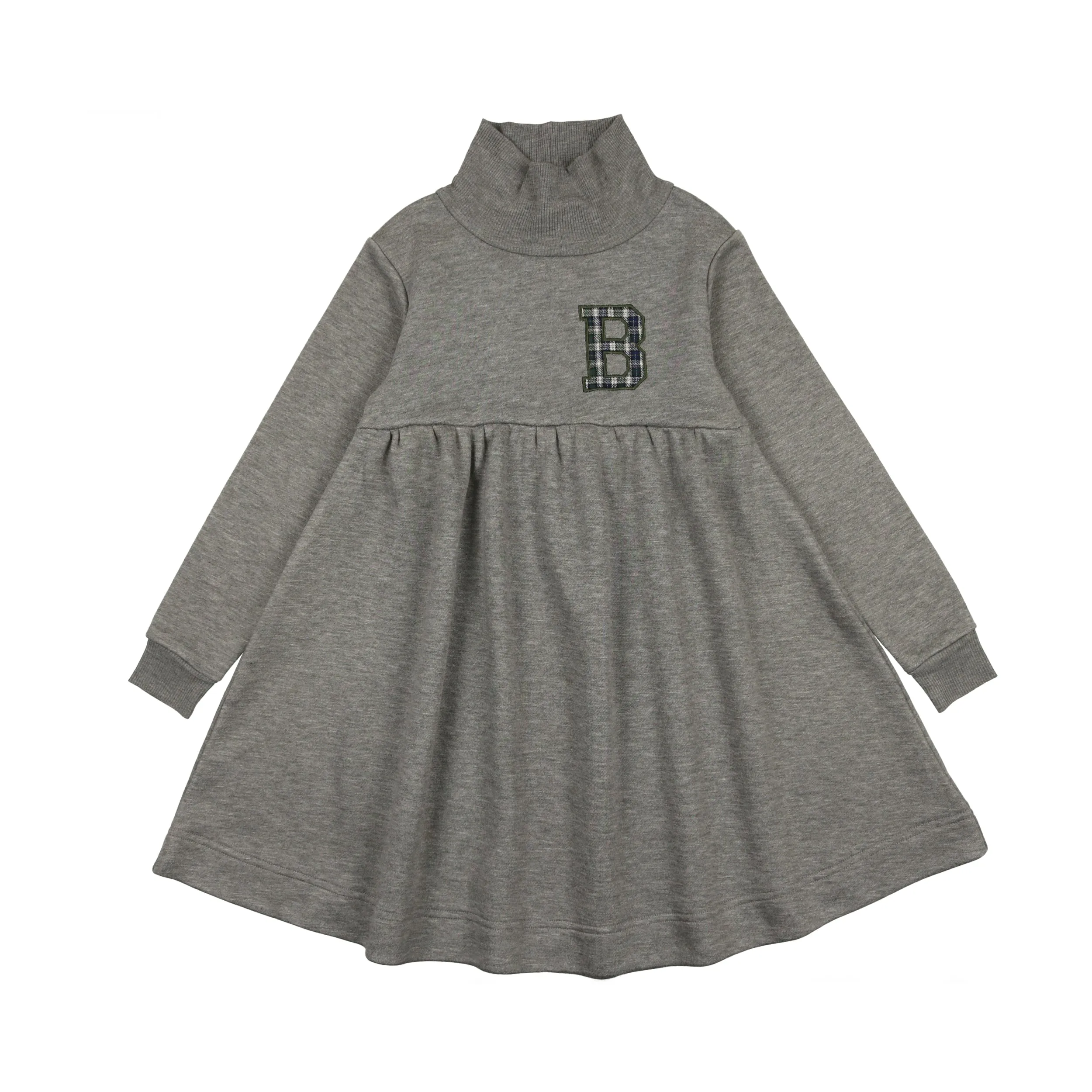 dress sweatshirt plaid applique - light grey