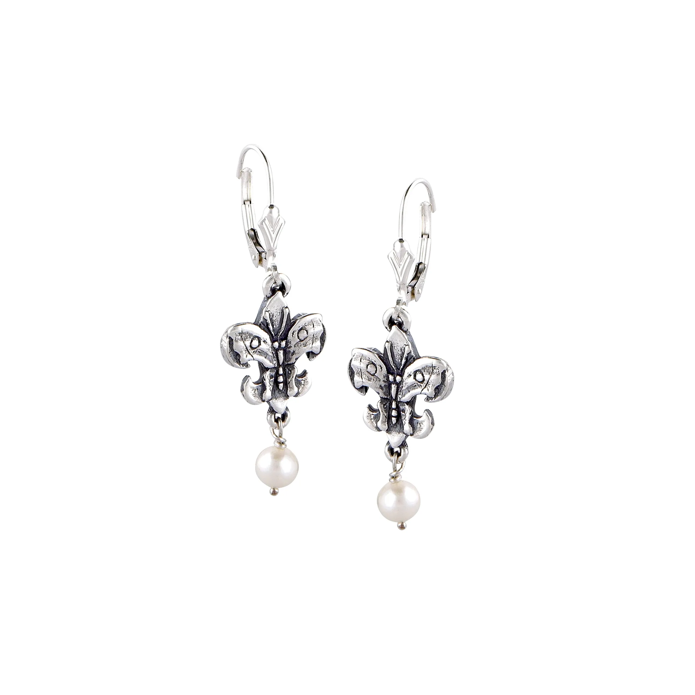 Fleur de Lis Butterfly Small Pearl Earrings