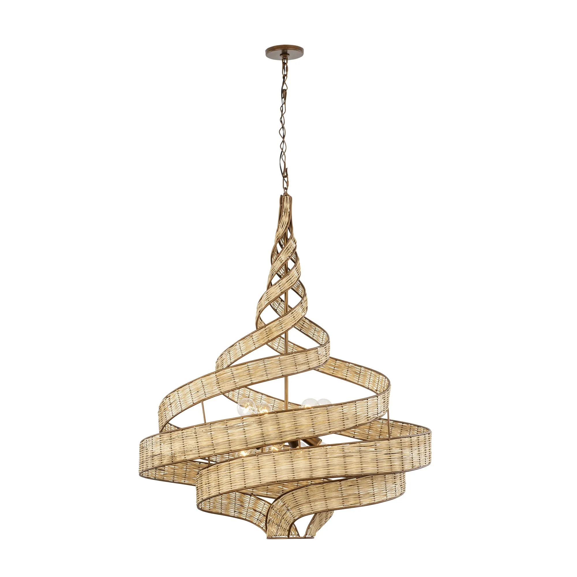 Flow 240P08BTR 8-Light Twist Pendant Light - Baguette/Natural Rattan