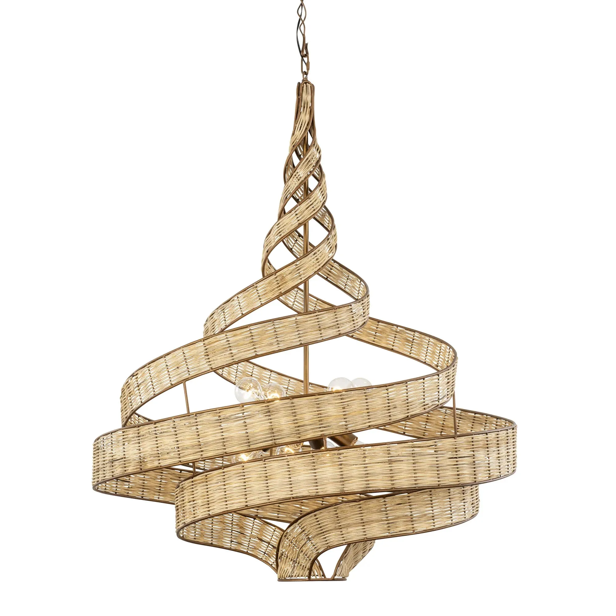 Flow 240P08BTR 8-Light Twist Pendant Light - Baguette/Natural Rattan