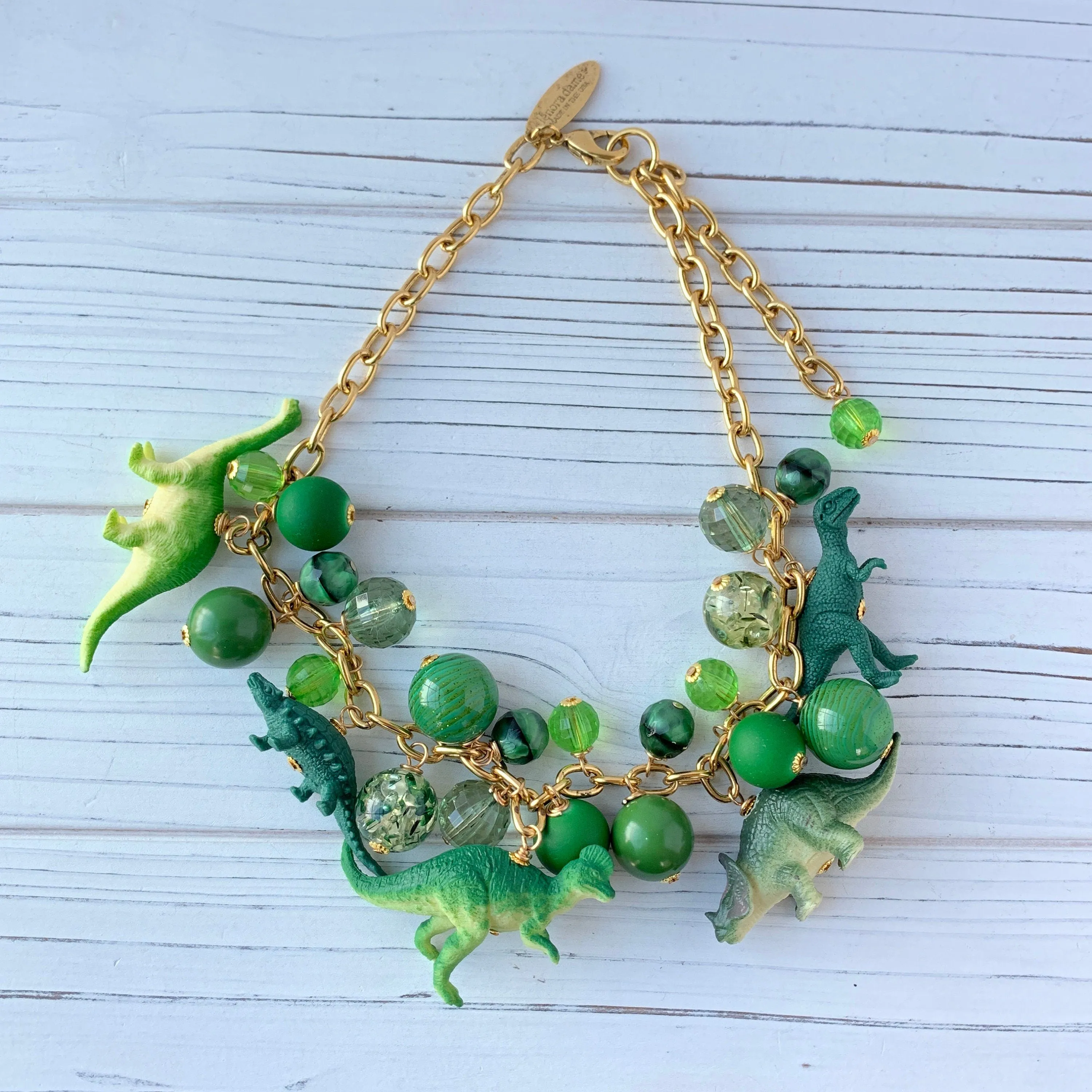 Green Dinosaur Necklace