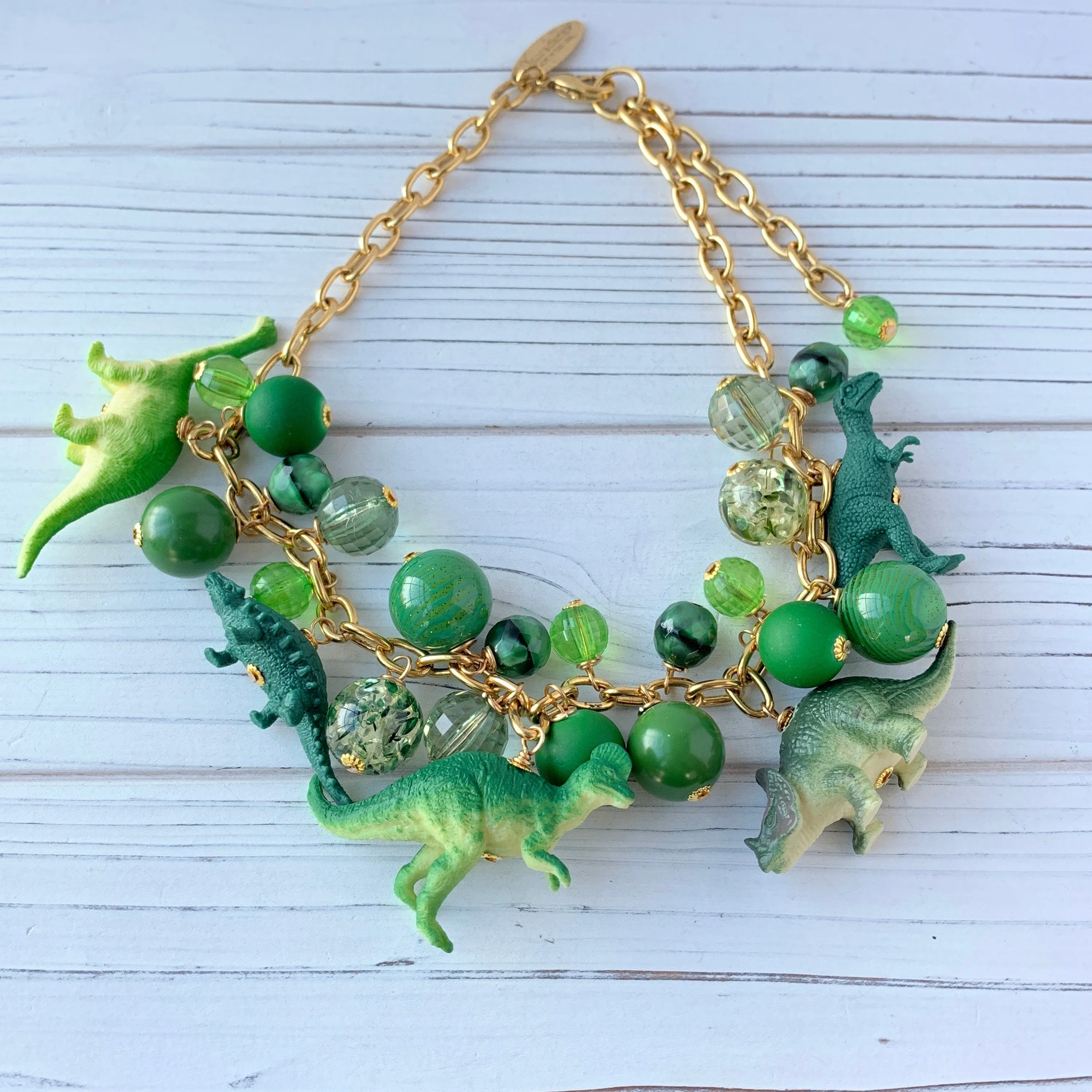 Green Dinosaur Necklace