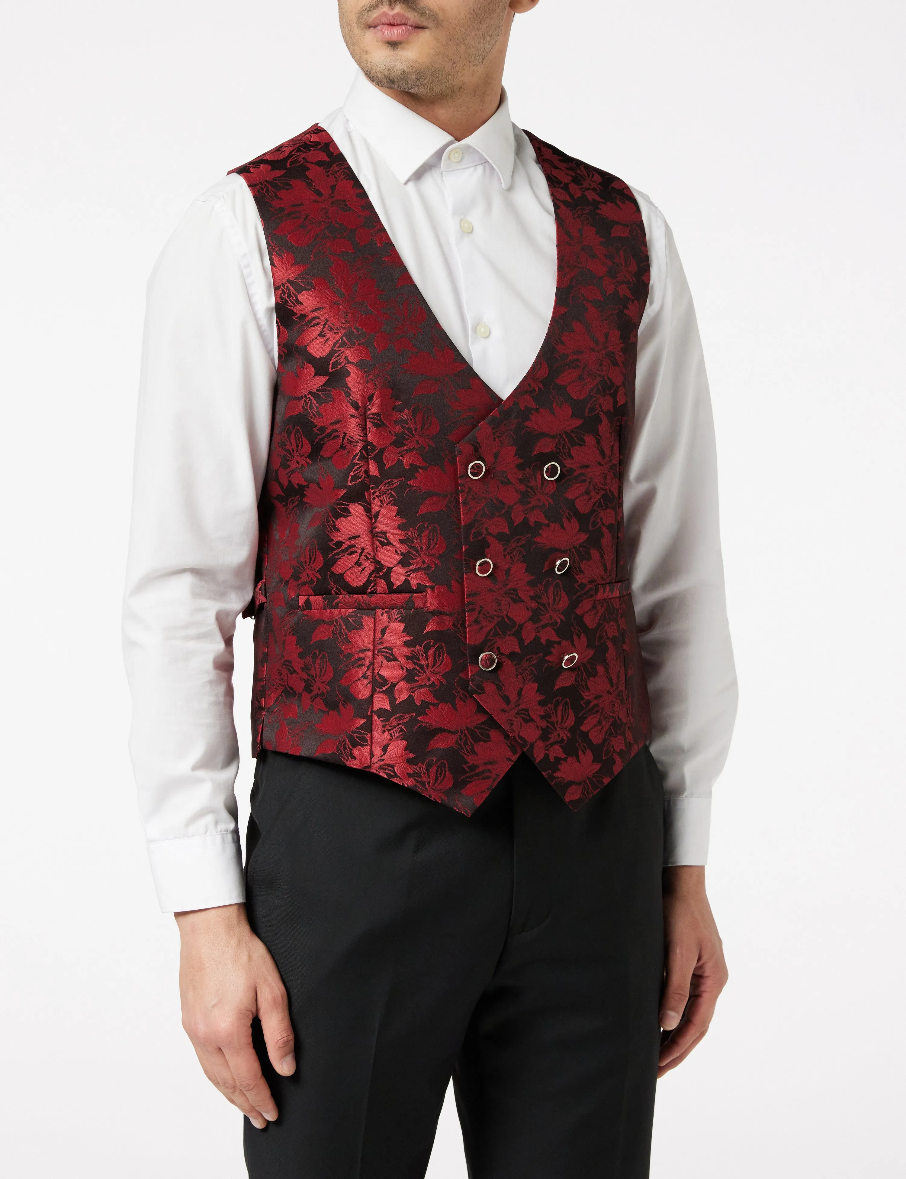 Grooms 3 Piece Wedding Suit -Red Paisley