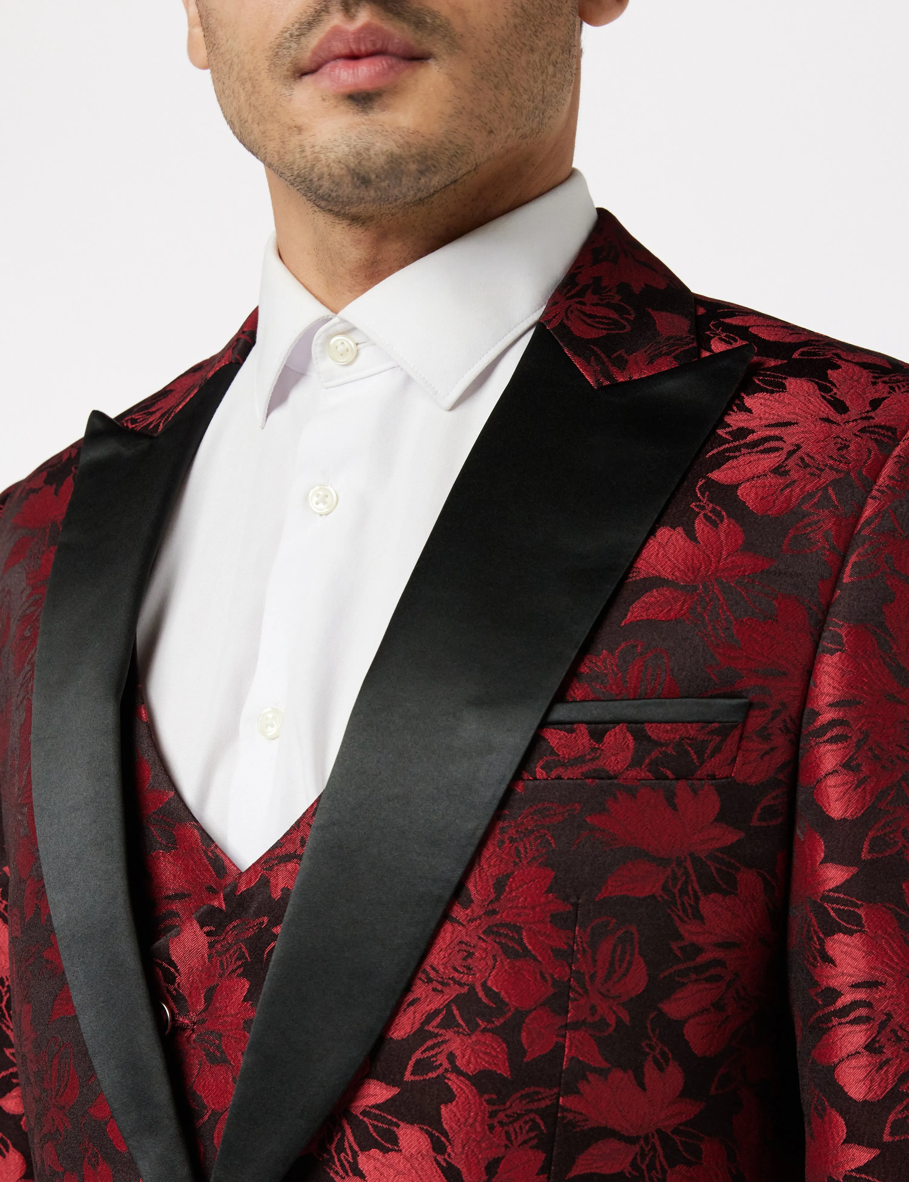 Grooms 3 Piece Wedding Suit -Red Paisley