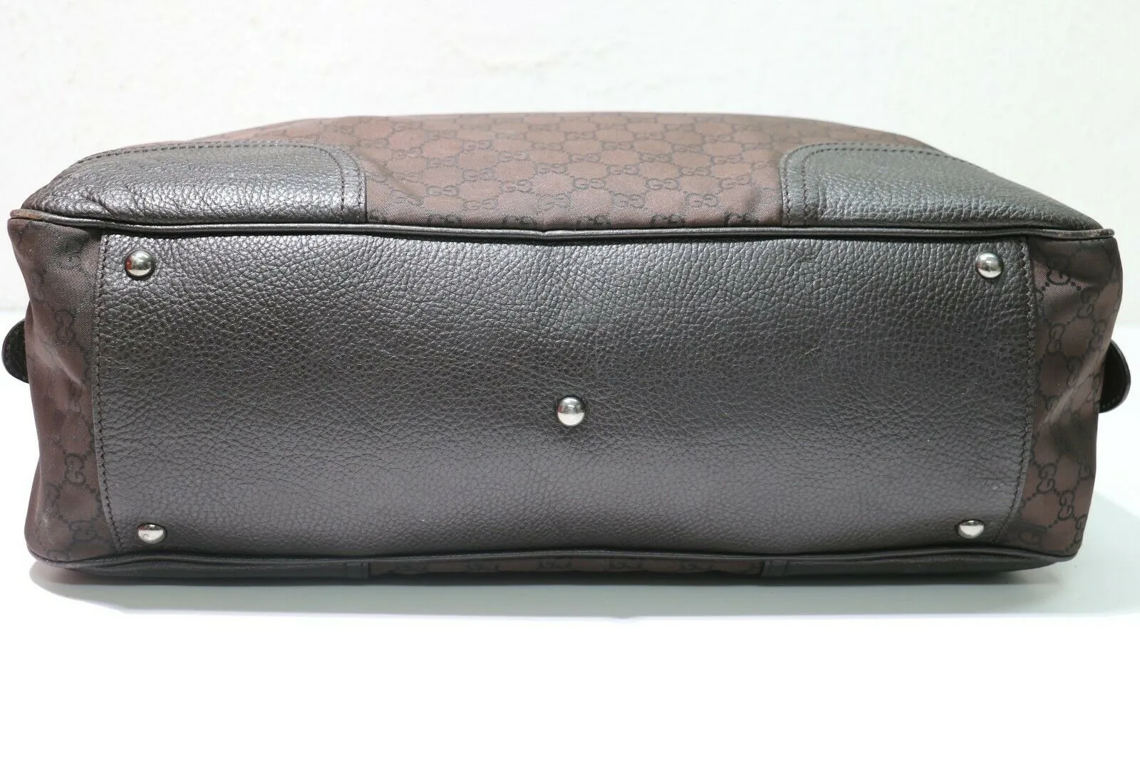 GUCCI: Nylon Monogram Large Briefcase - Brown