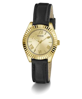 GUESS Ladies Black Gold Tone Analog Watch