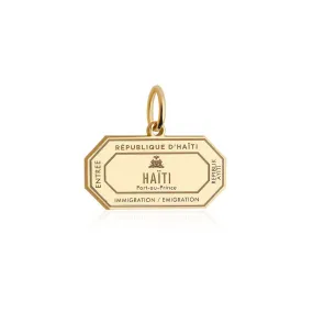 Haiti Passport Stamp Charm Solid Gold