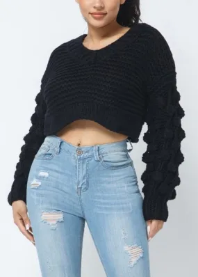 Hera Collection Chunky V Neck Sweater (Black) - 22004