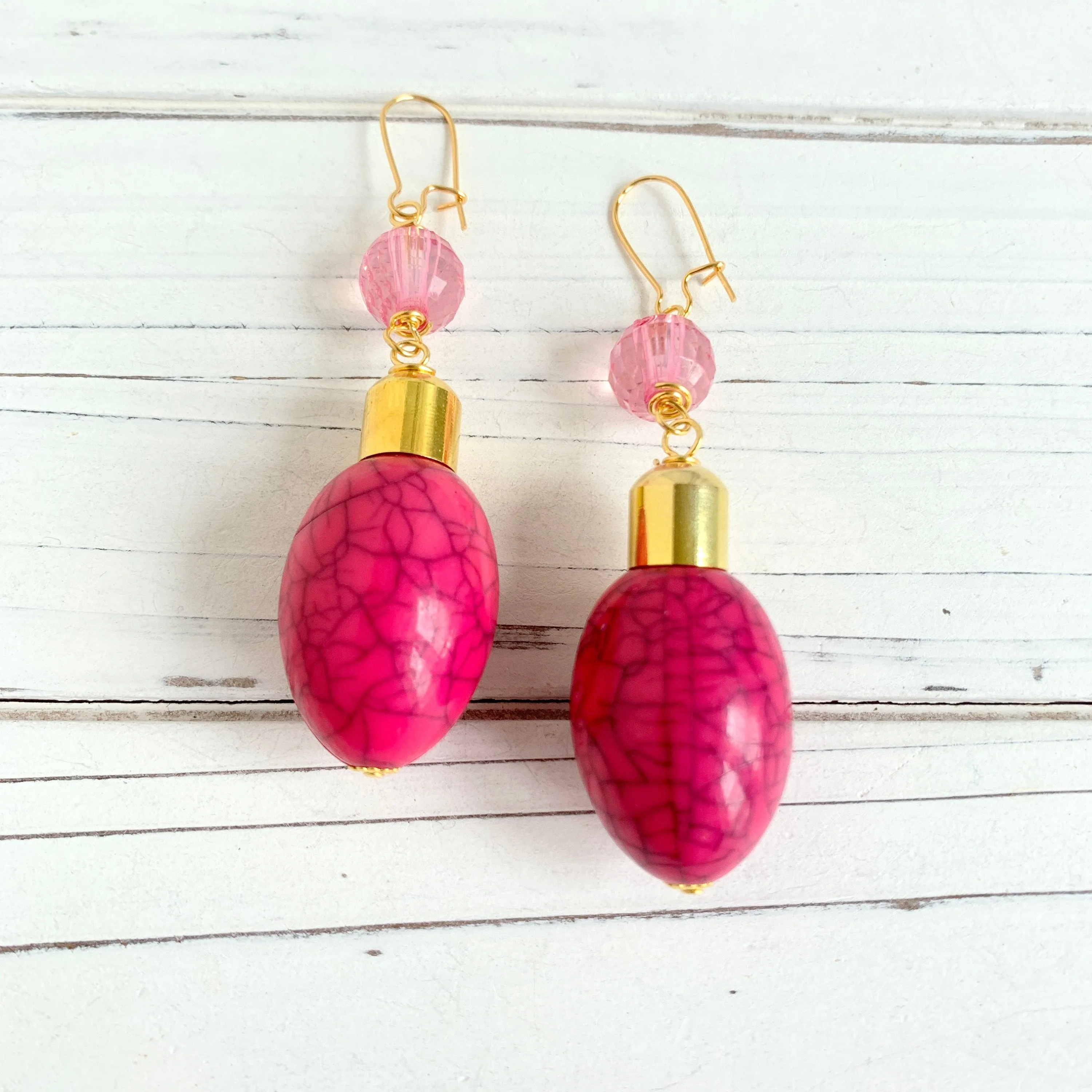 Hot Pink Christmas Lights Earrings