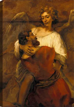 Jacob Wrestling with the Angel | Rembrandt Van Rijn Masters Classic Art in Gallery Wrapped Canvas | Various Sizes