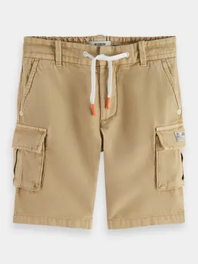 Kids - Longer-length garment-dyed cargo shorts