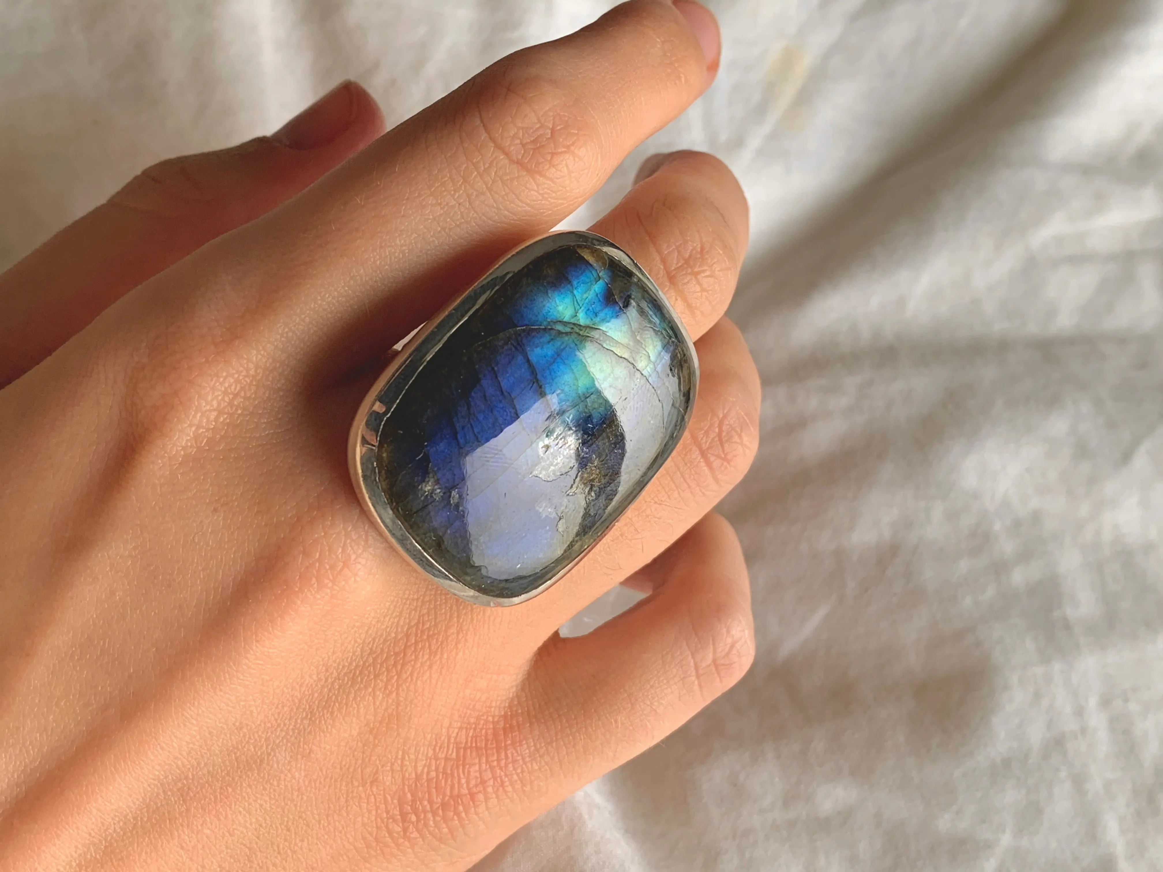 Labradorite Naevia Ring - XLarge Square (US 9.5)