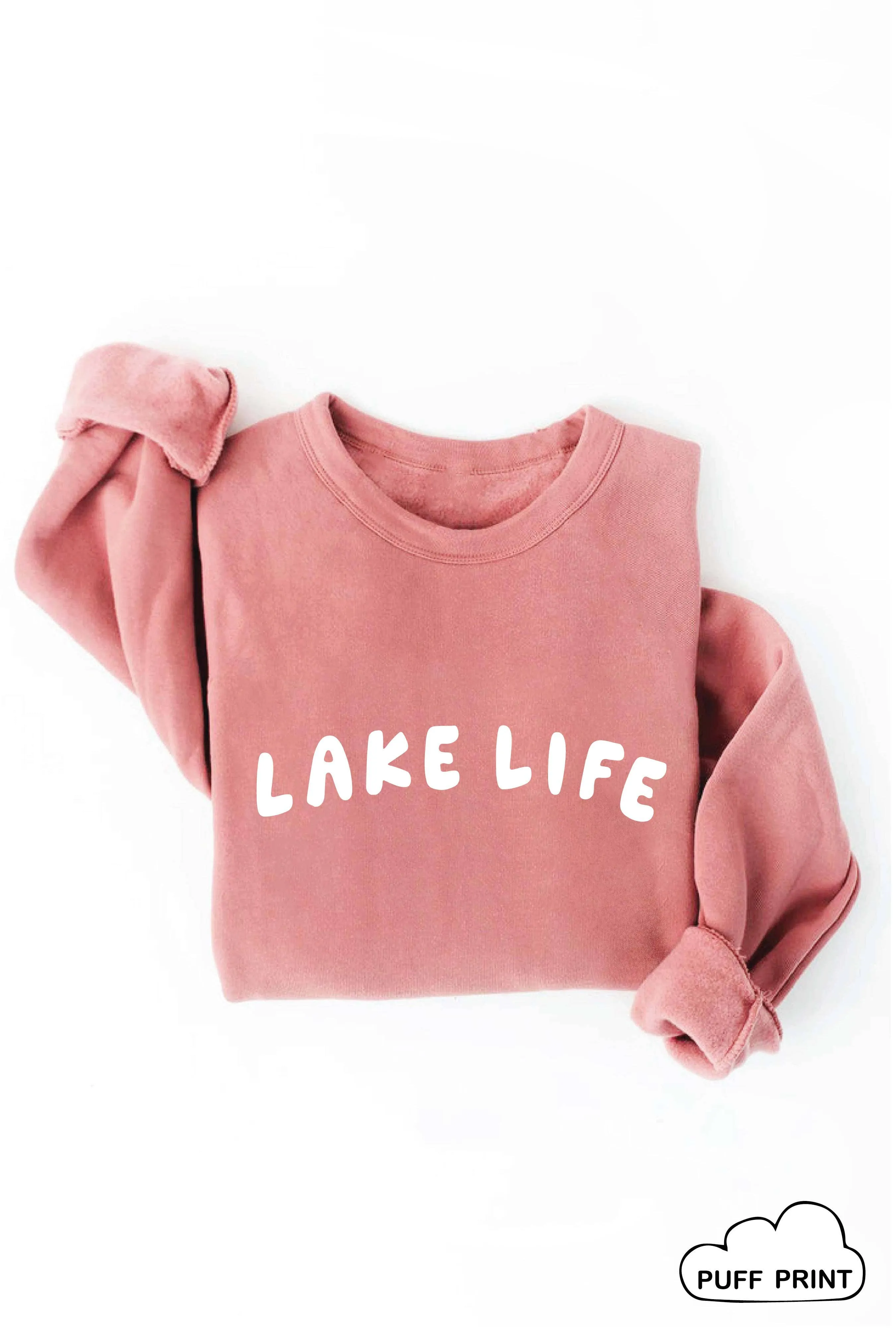 Lake Life Puff Print Graphic Sweatshirt