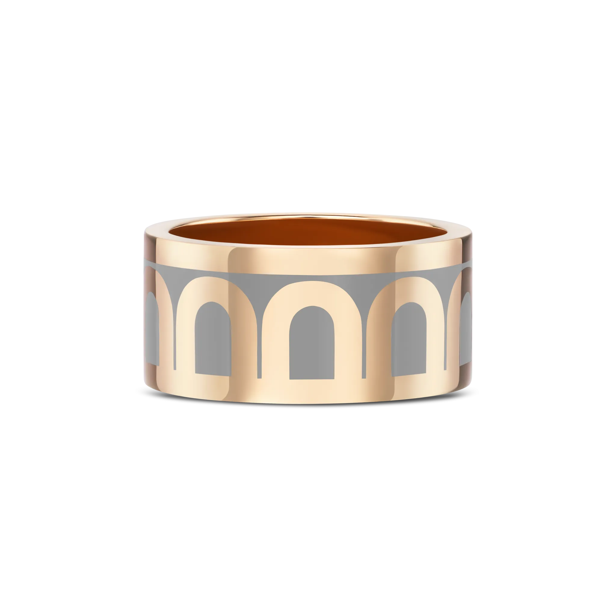 L'Arc de DAVIDOR Ring GM, 18k Rose Gold with Anthracite Lacquered Ceramic