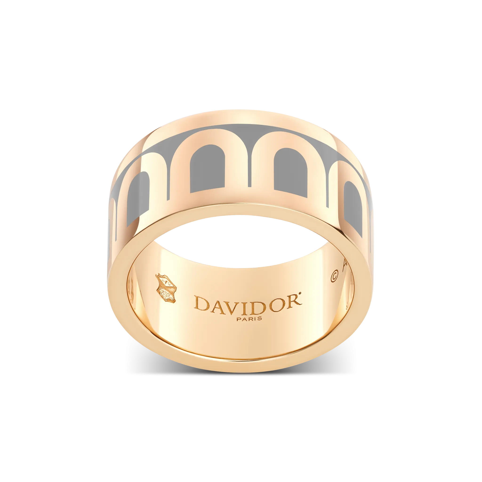 L'Arc de DAVIDOR Ring GM, 18k Rose Gold with Anthracite Lacquered Ceramic