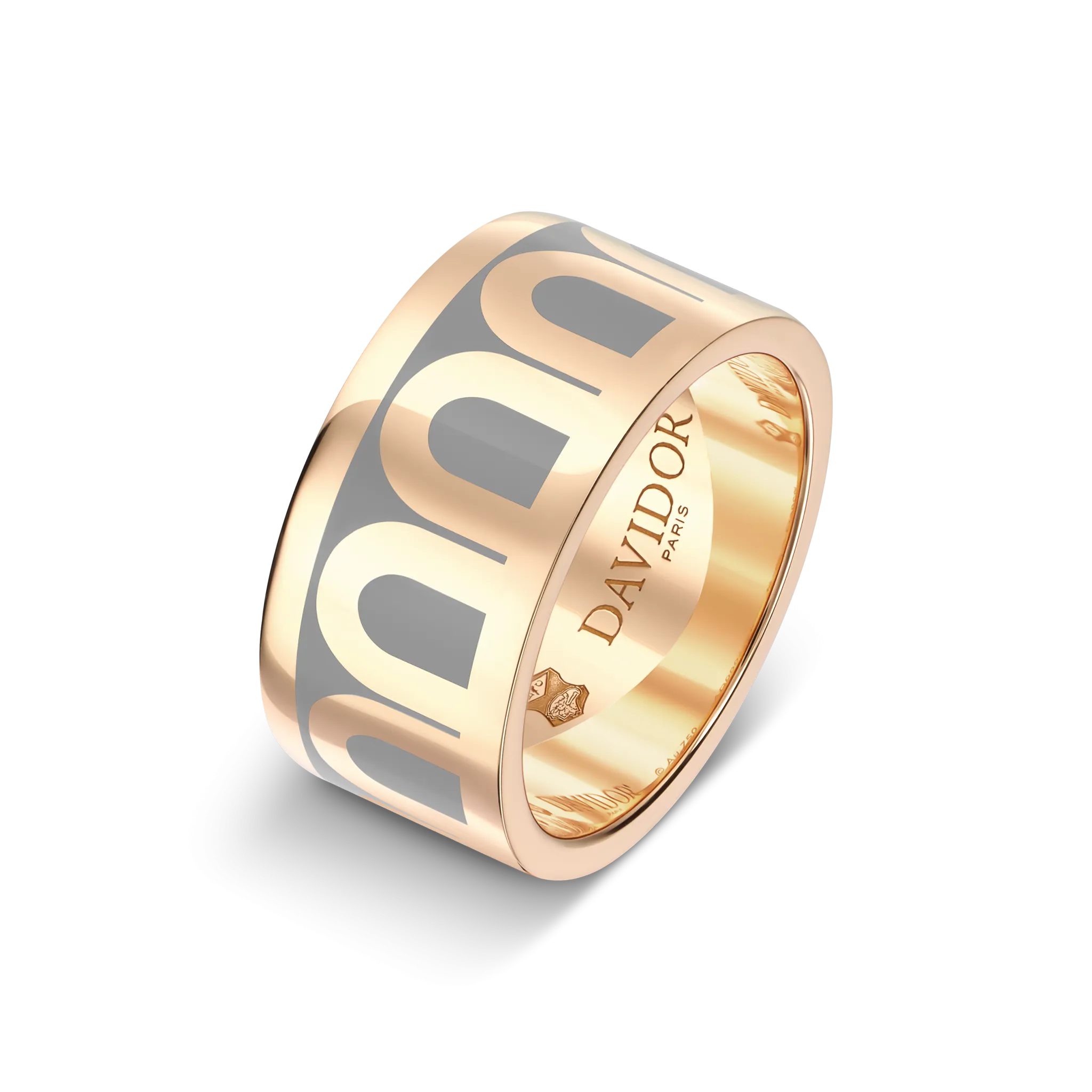 L'Arc de DAVIDOR Ring GM, 18k Rose Gold with Anthracite Lacquered Ceramic