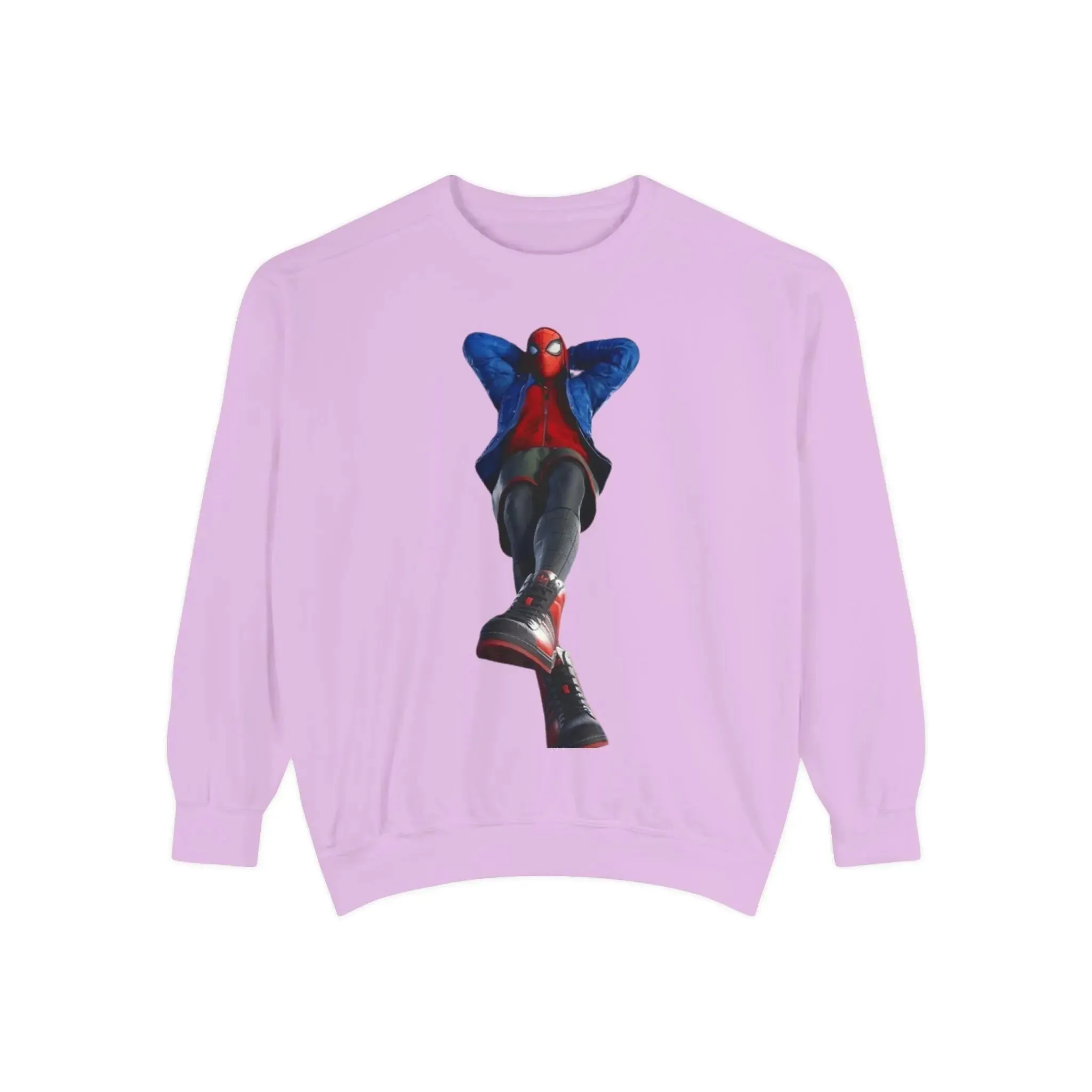 mens and women Spider-Man Inspired Garment-Dyed Sweatshirt - Bright Yellow