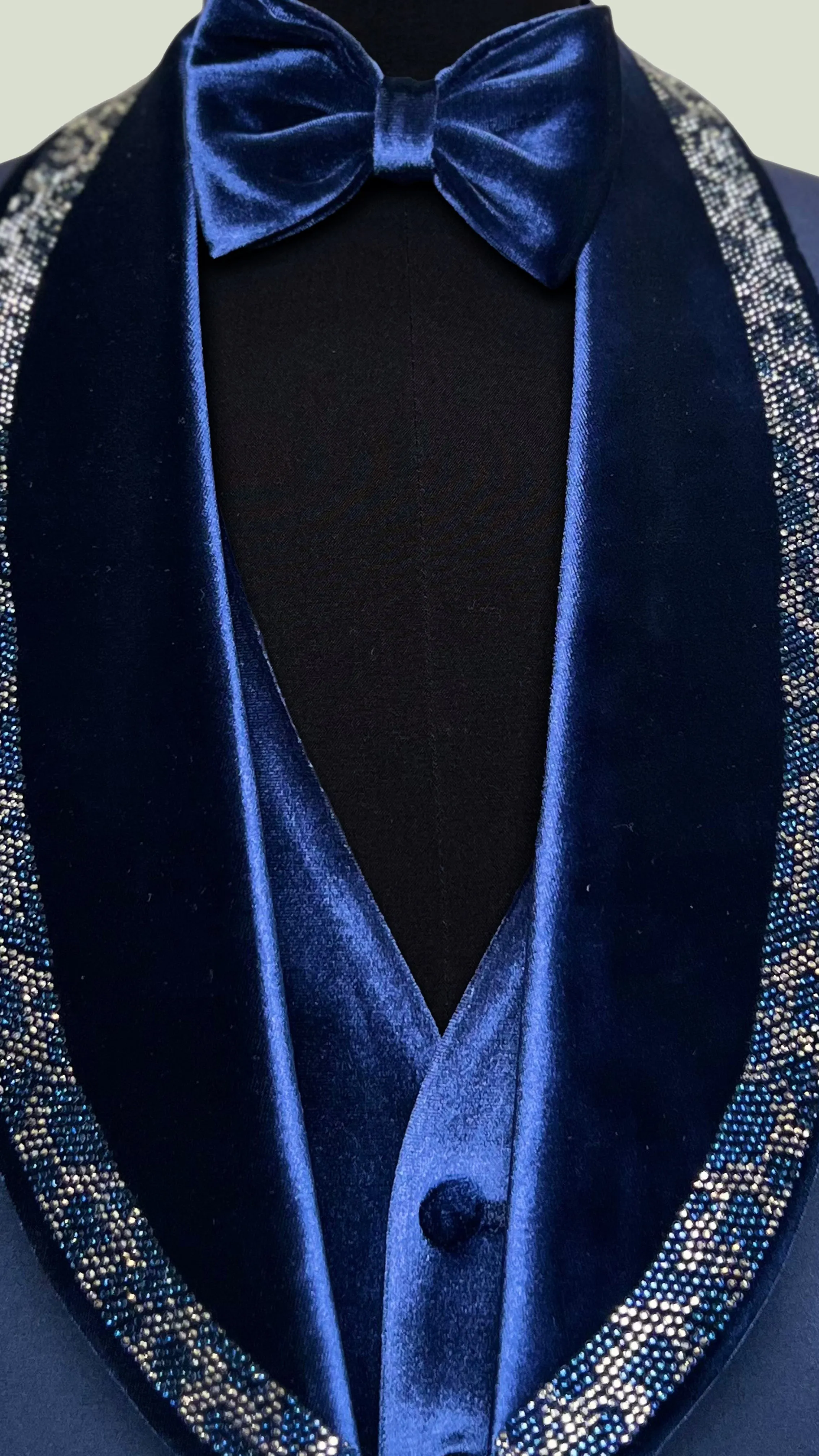 Men's Luxurious Velvet Tuxedo with Crystal Embellishments by Vercini